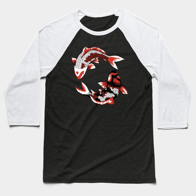 Koi Duo Baseball T-Shirt by kellyoconnell